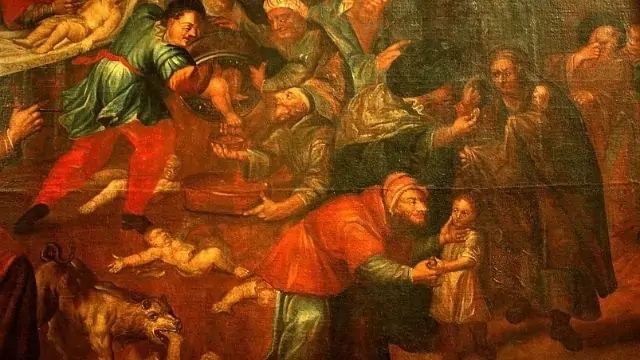 painting of the blood libel in the cathedral of Sandomierz Poland